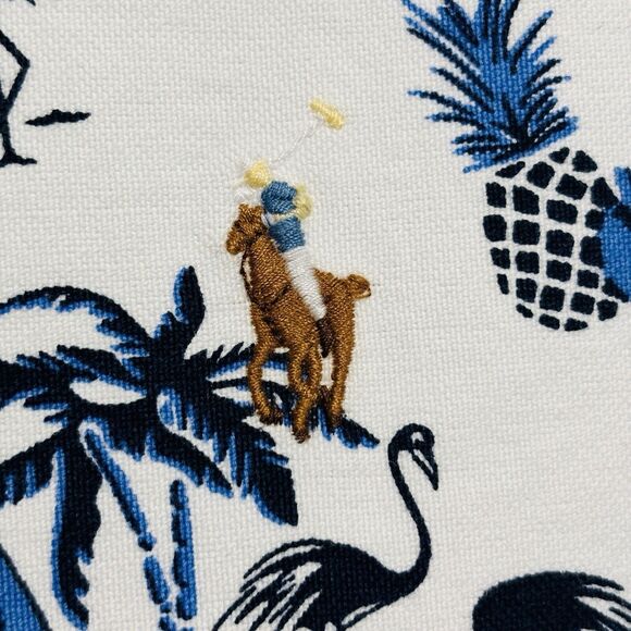 Ralph Lauren Flamingo Hawaiian Button Down Shirt Men's Sz S White Blue S/S - Picture 4 of 6